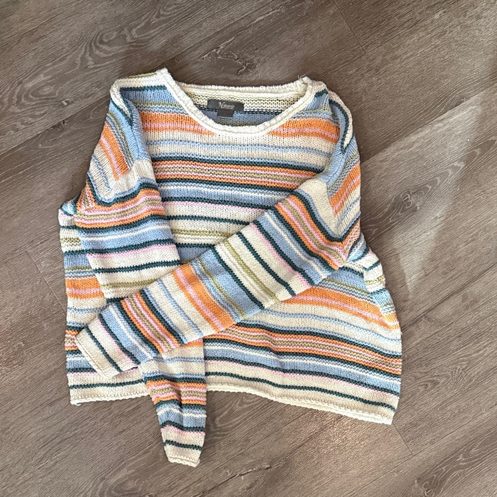 Natural Reflections Multicolor Striped Crew Neck Sweater